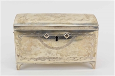 Continental Silver Dome Top Trunk Form Lidded Box