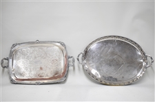 Two Silver Plated Handled Trays