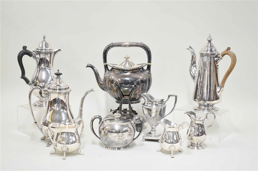 Group of Silver Plated Teapots and Pitchers