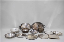 Group of Assorted Silver Plated Trays and Bowls