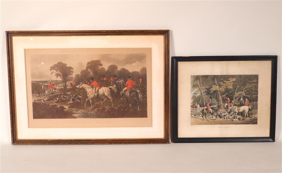 Two Lithographs of Fox Hunting Scenes