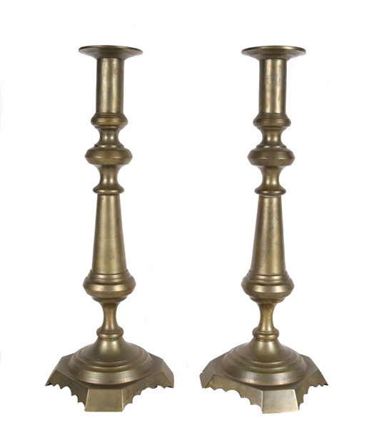Pair of Brass Ejector Candlesticks