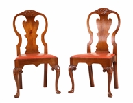 Pair of Queen Anne Carved Mahogany Side Chairs