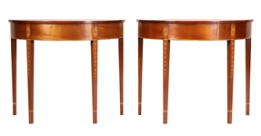 Pair of Federal Style Inlaid Mahogany Pier Tables