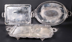 Two Rectangular Two Handled Silver Plated Trays