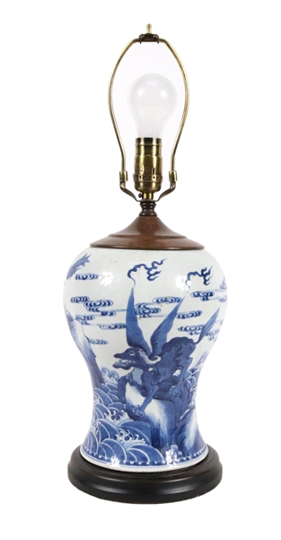 Chinese Blue and White Dragon-Decorated Vase