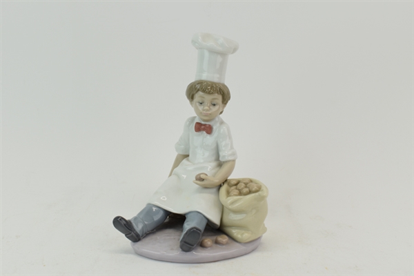 Lladro Boy with Chef Hat and Sack of Potatoes