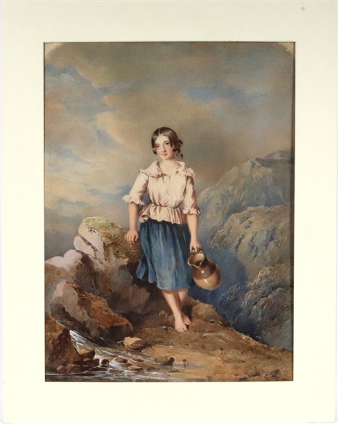 Juan Wandesforde, Watercolor, Woman with Jug