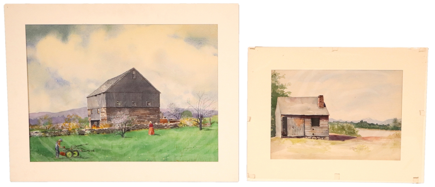 Two Watercolors, Wayne Davis & Reynolds Beal
