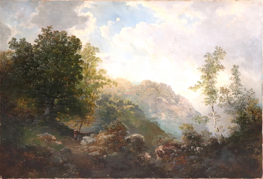 Oil on Canvas, Landscape with Rocky Mountains