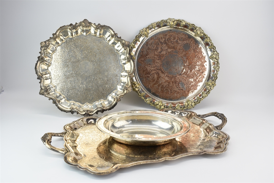 Group of Assorted Silver Plated Serving Trays