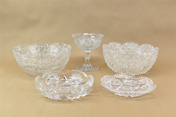 Five Assorted Cut Glass Tablewares