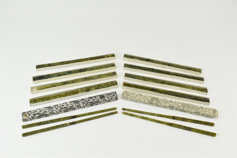 Ten Vintage Pairs of Nephrite Jade Chopsticks