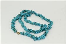 Chunky Turquoise Bead Necklace with Silver Clasp