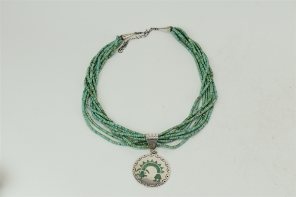 A.D. Banteah 8-Strand Silver Turquoise Necklace