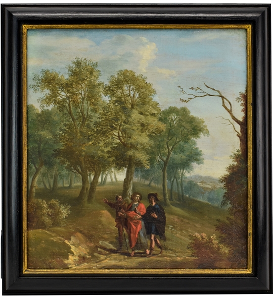 Oil on Canvas, Christ Walking with Disciples