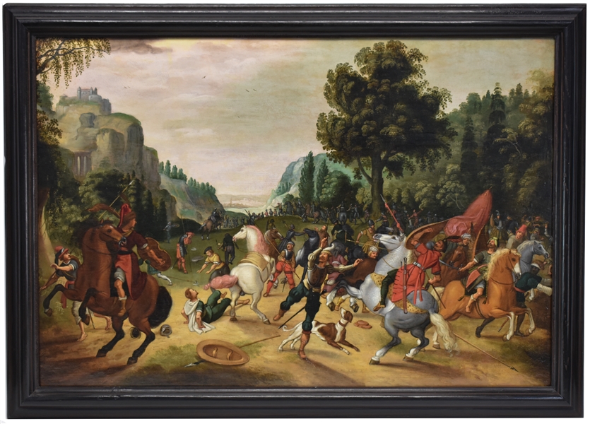 Old Master Oil on Canvas Allegorical Battle Scene