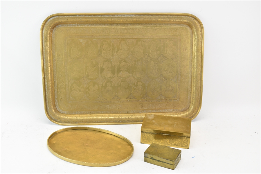Persian Brass Decorative Tray & Boxes