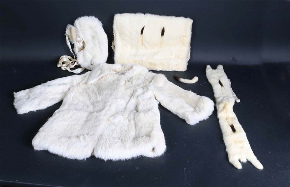 Vintage Best & Co Childs White Fur Coat and Cap