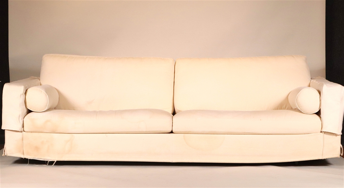 Modern Cream-Upholstered Two Seat Sofa