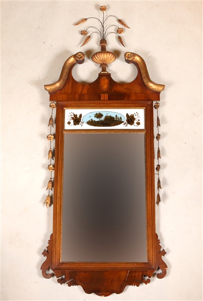 Federal Style Mahogany Eglomise Looking Glass