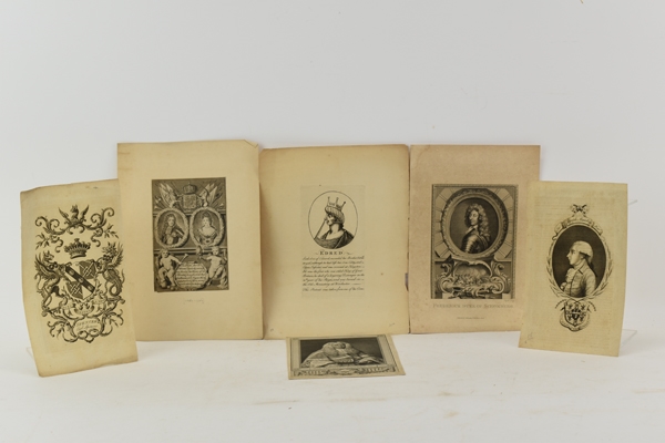 Six Black and White Unframed Engravings