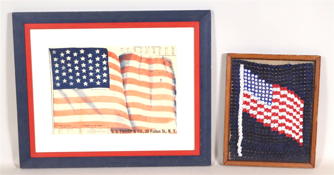 Two American Flag Decorative Wall Hangings