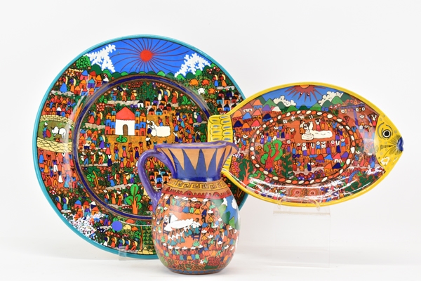 Mexican Folk Art Hand Painted Terracotta Group
