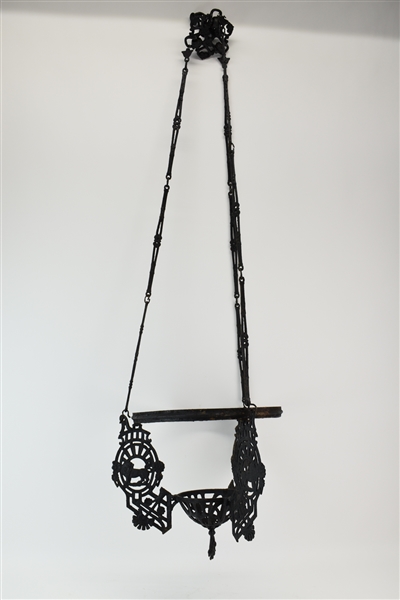 Antique Cast Iron Hanging Oil Lamp Holder