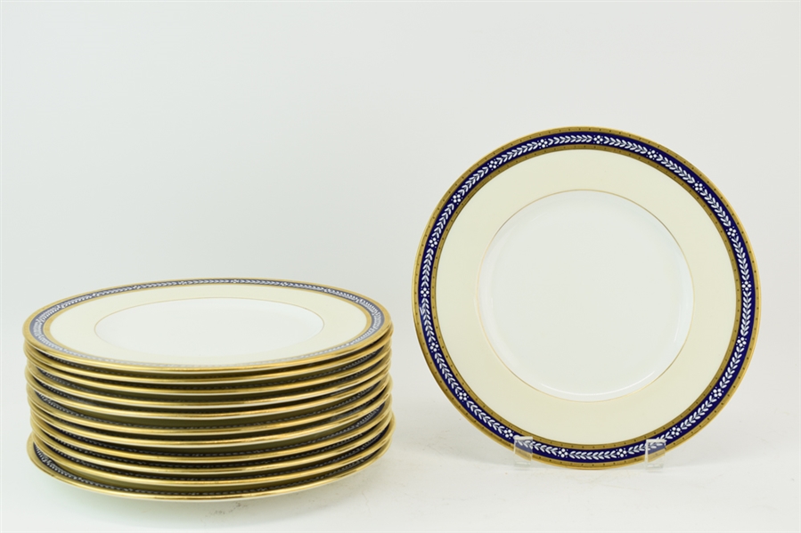 Twelves Minton Plates Royal Blue Gold Enamel