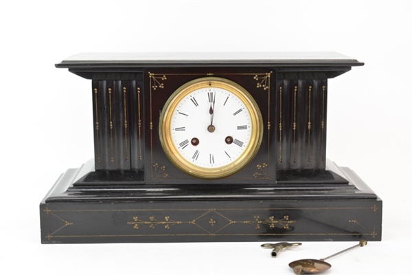 Vintage Black Hardstone Mantel Clock