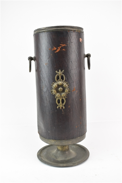 Old Metal & Leather Umbrella Stand