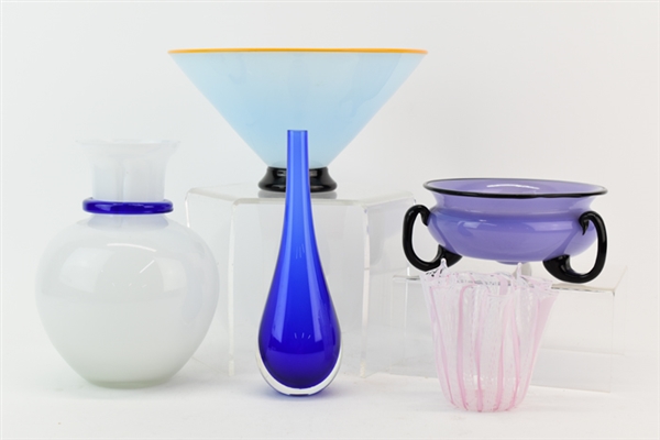 Colorful Art Glass Bowl & Vase