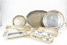 Silverplate Trays & Covered Dish