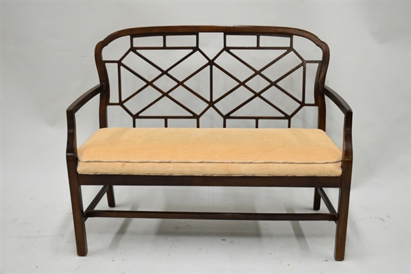 Chinese Chippendale Style Upholstered Settee