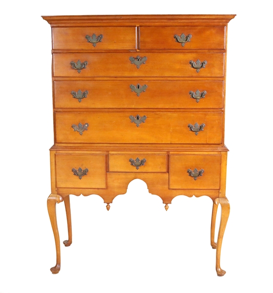 Queen Anne Style Maple High Chest