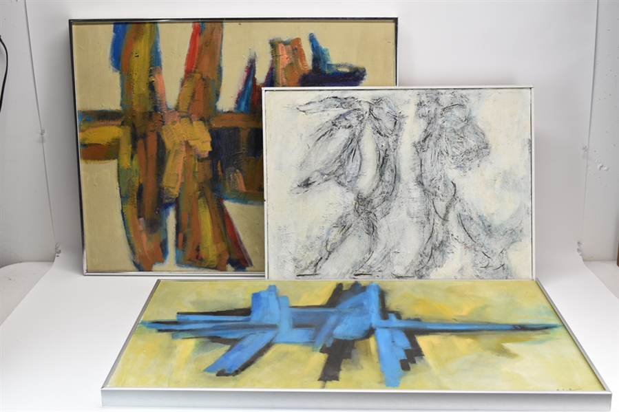 Three Abstract Oils on Canvas 