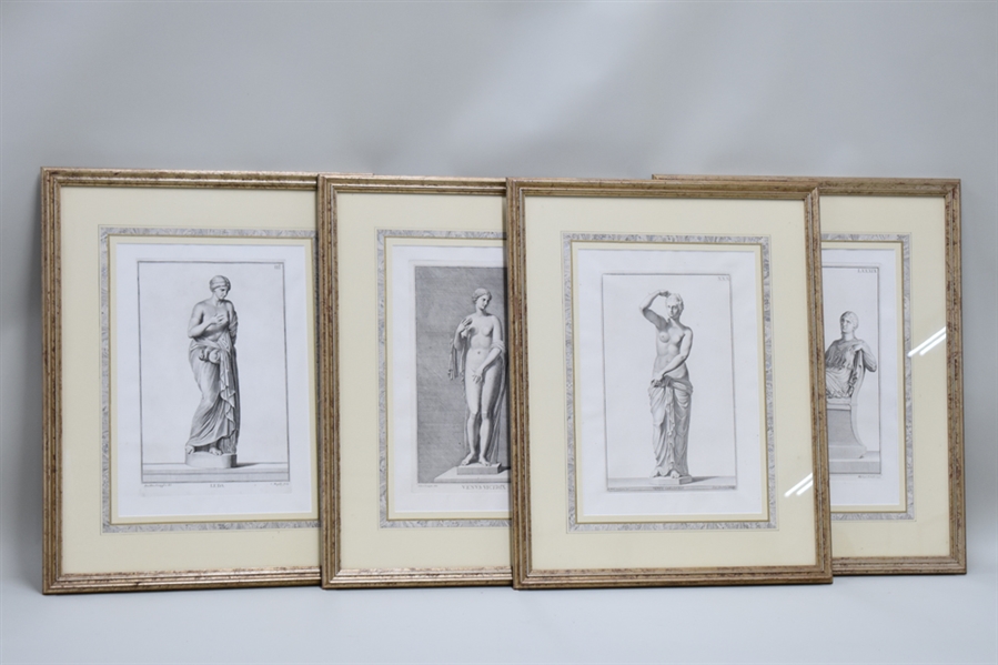 Four Large Vintage Classical Framed Prints
