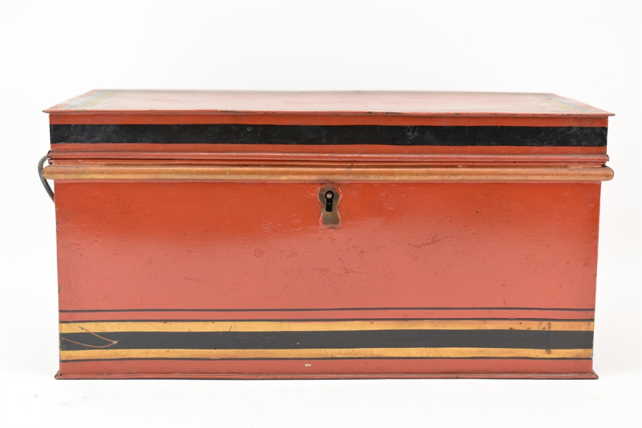 Antique Toleware Style Painted Travel Lock Box