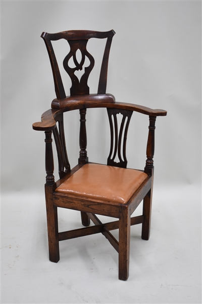 Antique Yew Wood Corner Chair