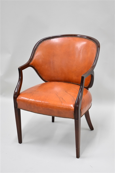 Regency Style Leather Library Armchair