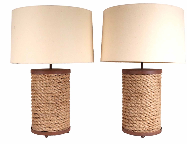 Pair of Williams Sonoma Rope-Wrapped Lamps