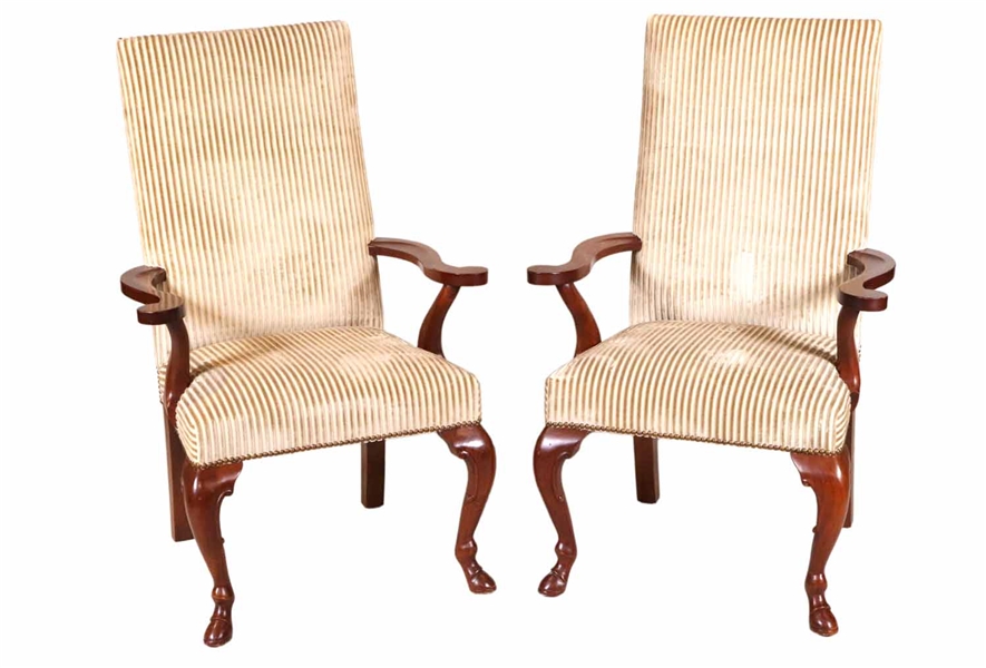 Pair of George III Style Library Armchairs