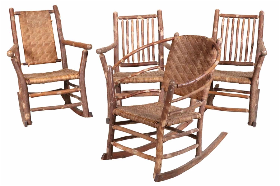 Four Old Hickory Rocking Chairs