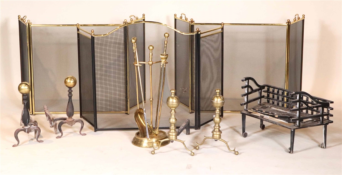 Group of Assorted Brass Fireplace Equipment