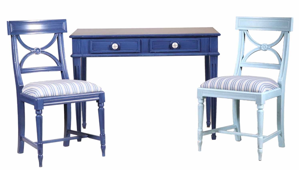 Neoclassical Style Blue-Painted Writing Table