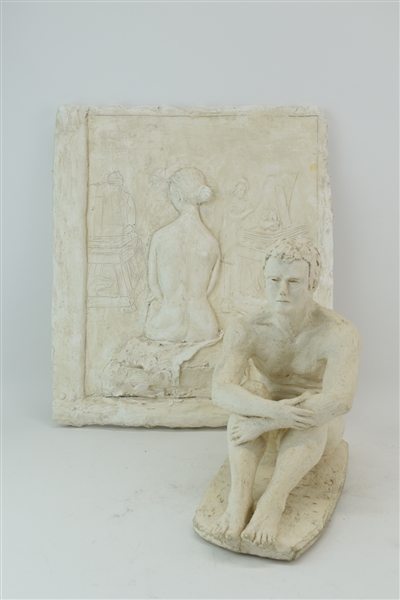 Two Nude Plaster Sculptures by DK