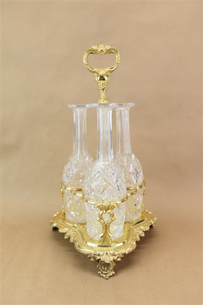 Goldwash Silverplated Glass Crystal Decanter Set