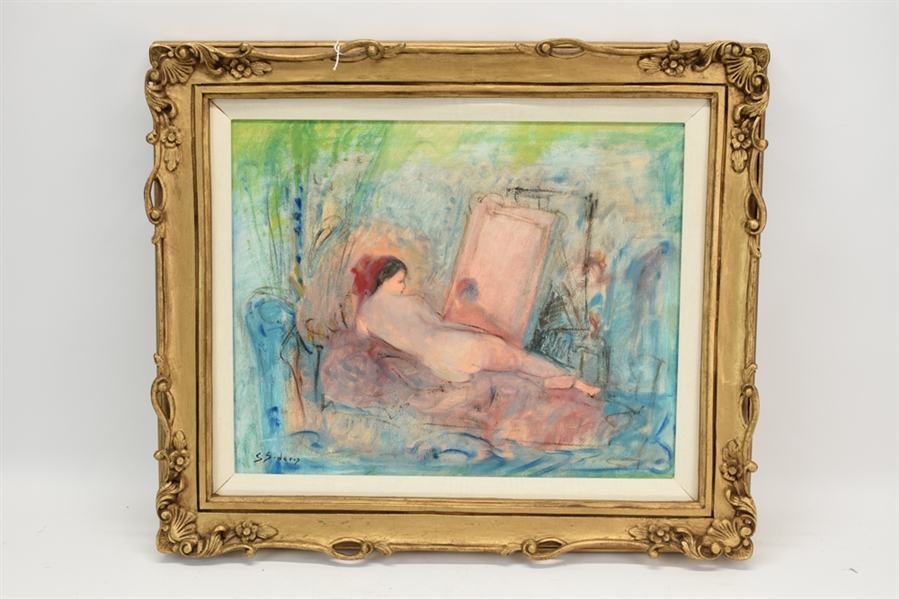 Stephanos Sideris, Oil on Canvas, Reclining Nude