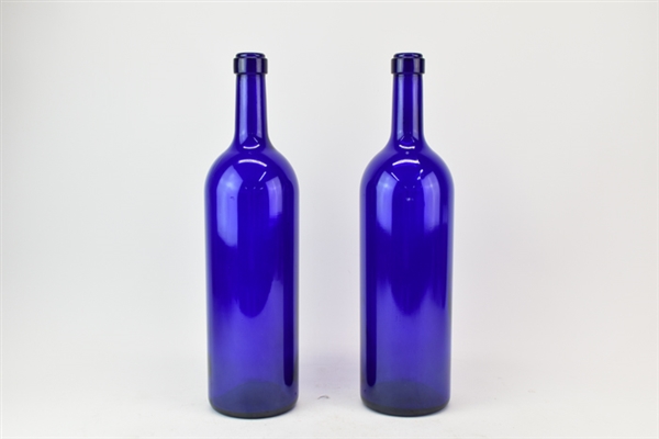 Pair of Vintage Cobalt Glass Bottles
